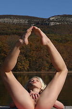 Naked Blond Teen Adelia Posing By The Lake-04