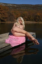 Naked Blond Teen Adelia Posing By The Lake-08