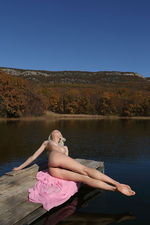Naked Blond Teen Adelia Posing By The Lake-09