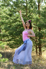 Naked teen with big boobs posing outdoors-00