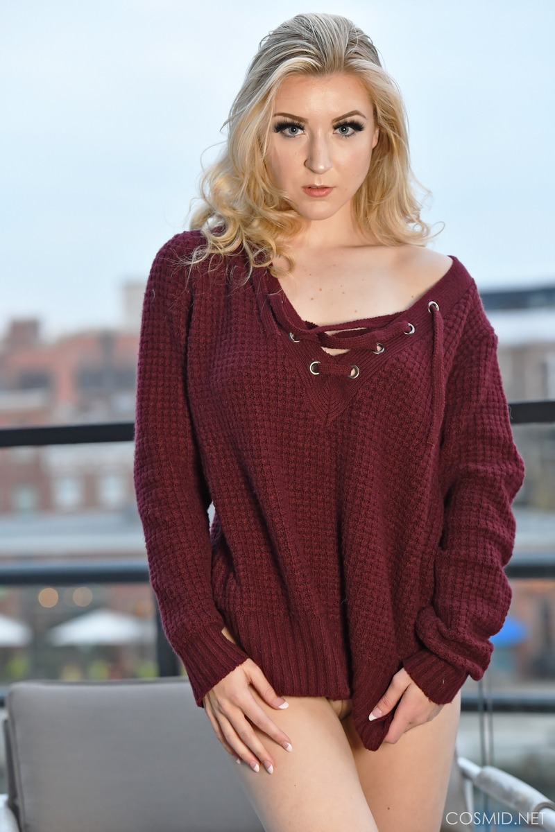 Emma York Flashing On The Terrace-12