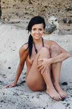 Black haired teen posing by the rocks-05