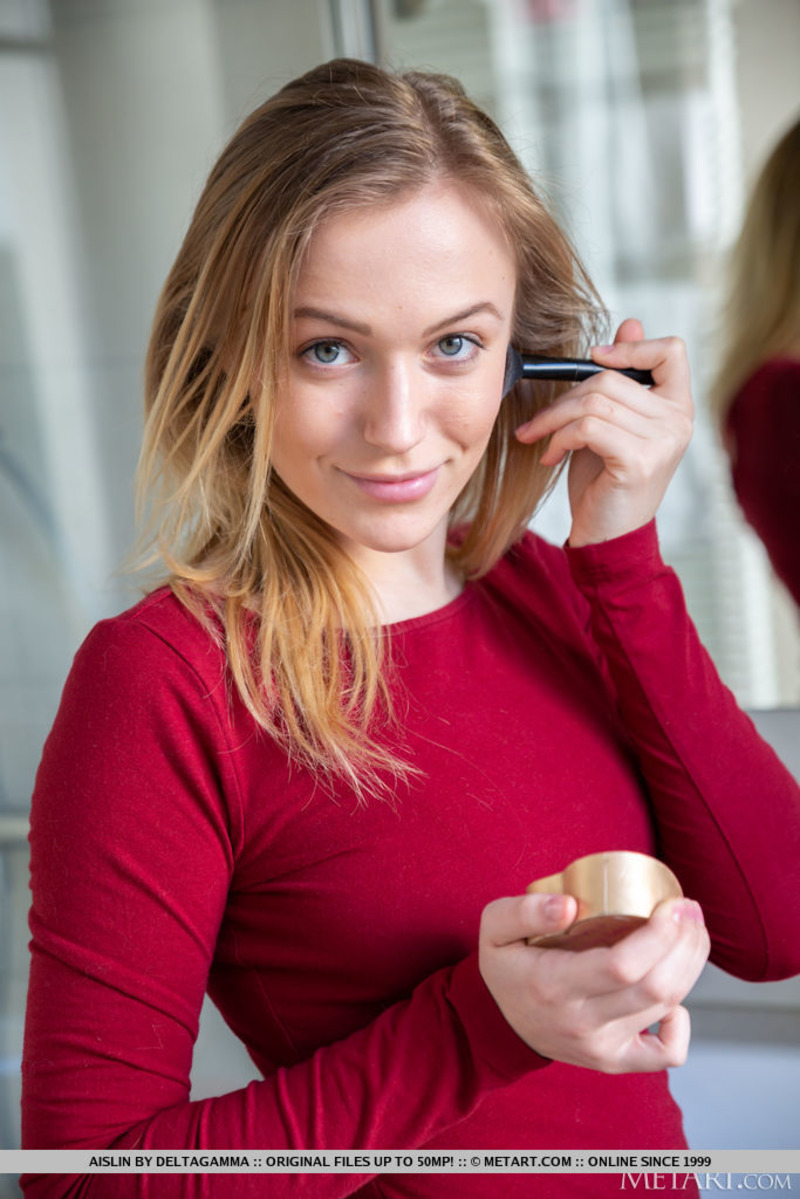 Aislin Posing In Sexy Red Lingerie-17