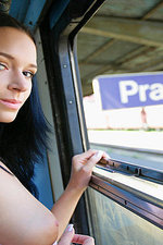 Pussy flashing on a train-04