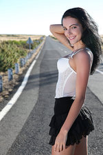 Naked beautiful girl standing by the road-03