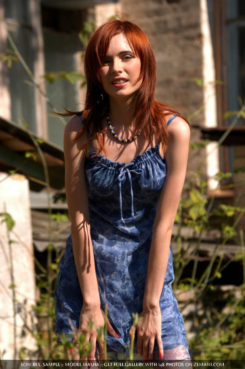 Naked girl shows her twat outdoors-00